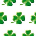 seamless pattern with green four-leaf clovers on a white background Royalty Free Stock Photo